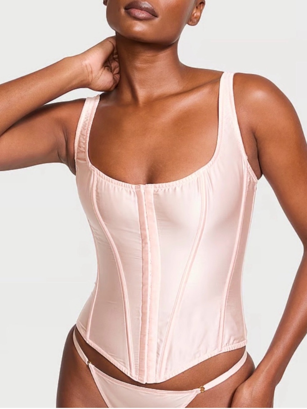 Victoria’s Secret Classic Silk Corset Top - Light Pink - Large